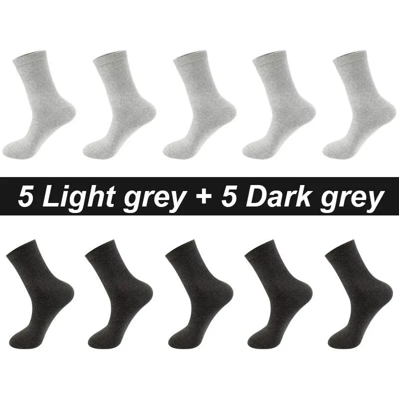 10Pairs Men's Socks Organic Cotton Breathable Black  Casual Socks