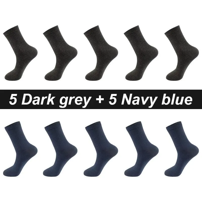 10Pairs Men's Socks Organic Cotton Breathable Black  Casual Socks