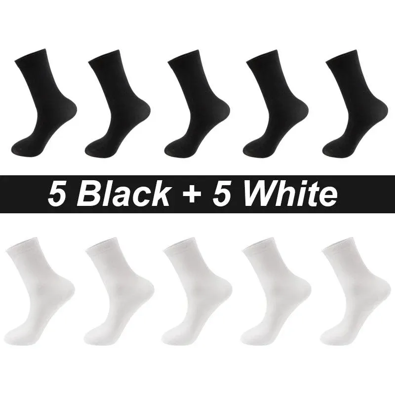 10Pairs Men's Socks Organic Cotton Breathable Black  Casual Socks