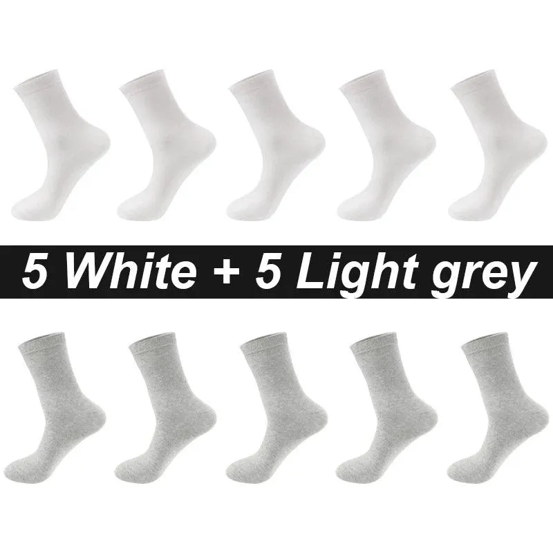 10Pairs Men's Socks Organic Cotton Breathable Black  Casual Socks