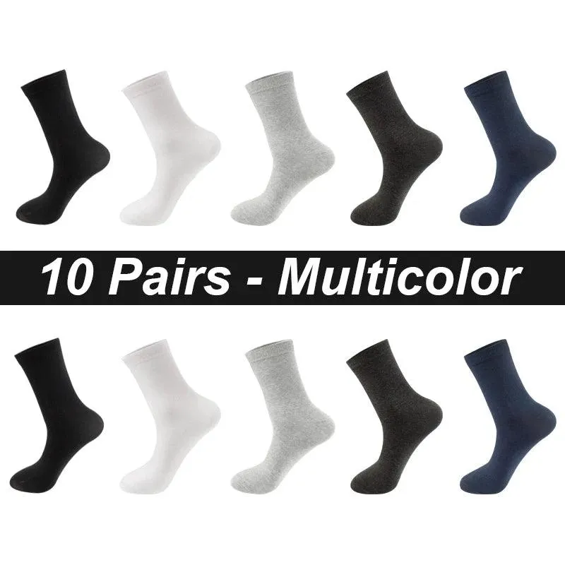 10Pairs Men's Socks Organic Cotton Breathable Black  Casual Socks