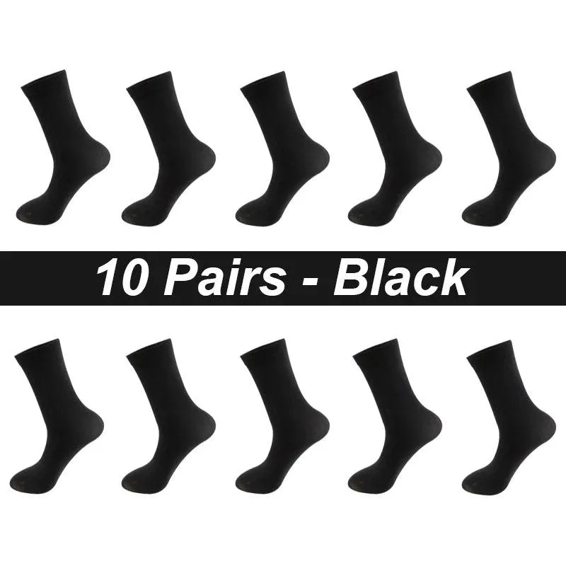 10Pairs Men's Socks Organic Cotton Breathable Black  Casual Socks