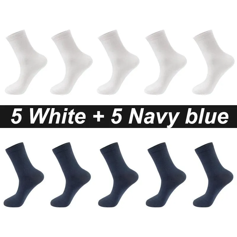 10Pairs Men's Socks Organic Cotton Breathable Black  Casual Socks