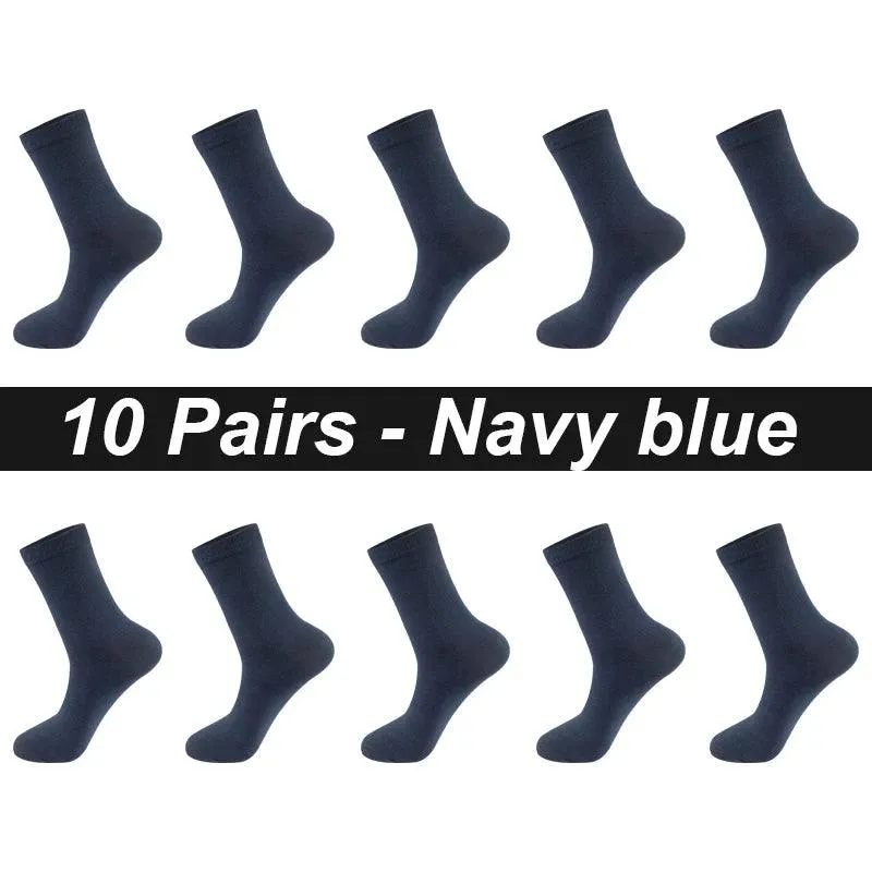 10Pairs Men's Socks Organic Cotton Breathable Black  Casual Socks