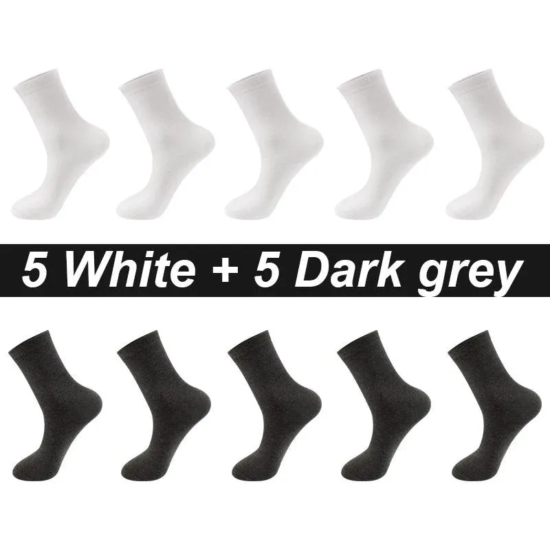 10Pairs Men's Socks Organic Cotton Breathable Black  Casual Socks