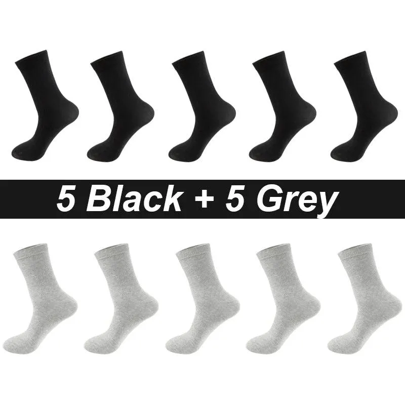 10Pairs Men's Socks Organic Cotton Breathable Black  Casual Socks