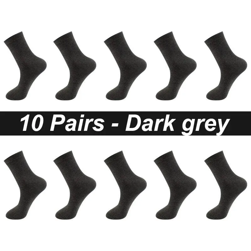 10Pairs Men's Socks Organic Cotton Breathable Black  Casual Socks