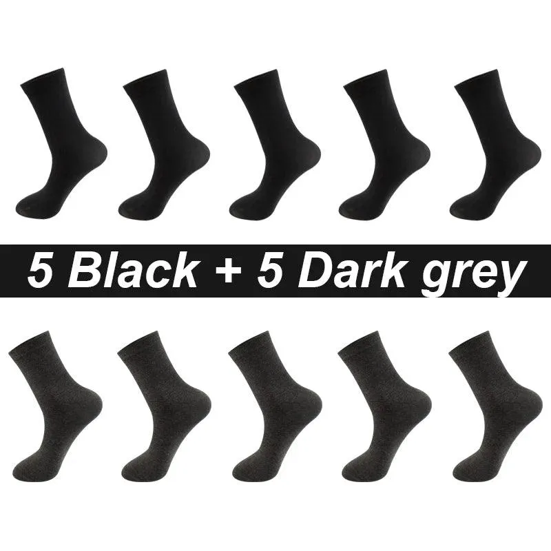 10Pairs Men's Socks Organic Cotton Breathable Black  Casual Socks