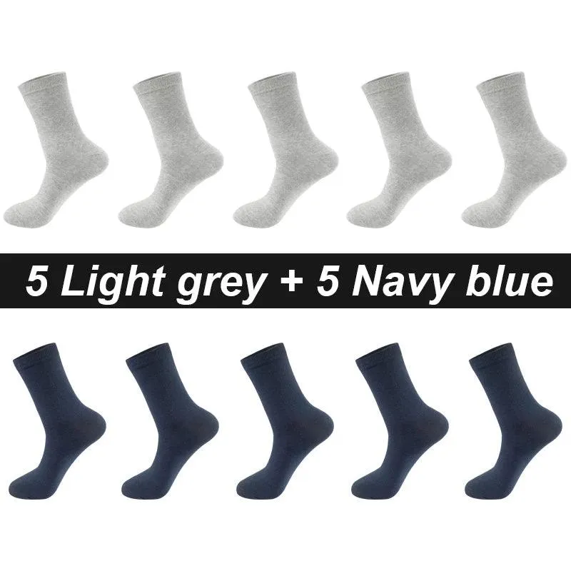 10Pairs Men's Socks Organic Cotton Breathable Black  Casual Socks