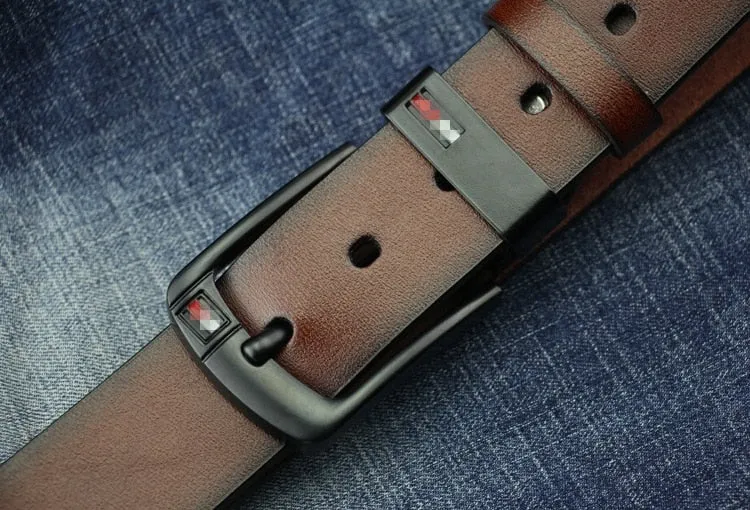 115cm Genuine Leather Belt for Men Classic Alloy 3.7cm Width