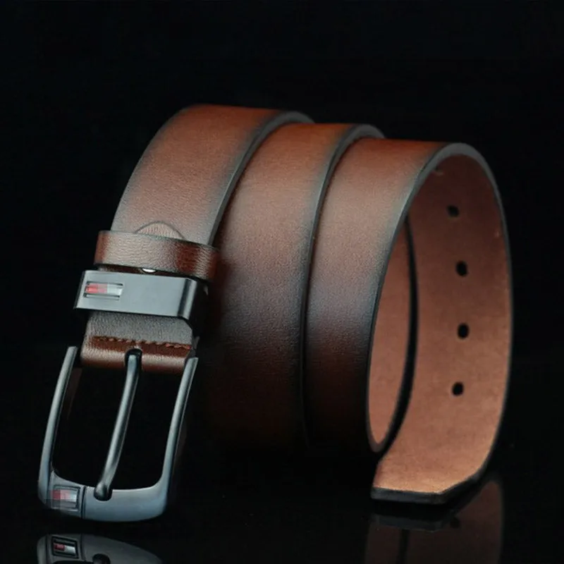 115cm Genuine Leather Belt for Men Classic Alloy 3.7cm Width