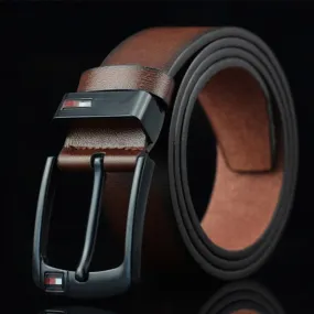 115cm Genuine Leather Belt for Men Classic Alloy 3.7cm Width