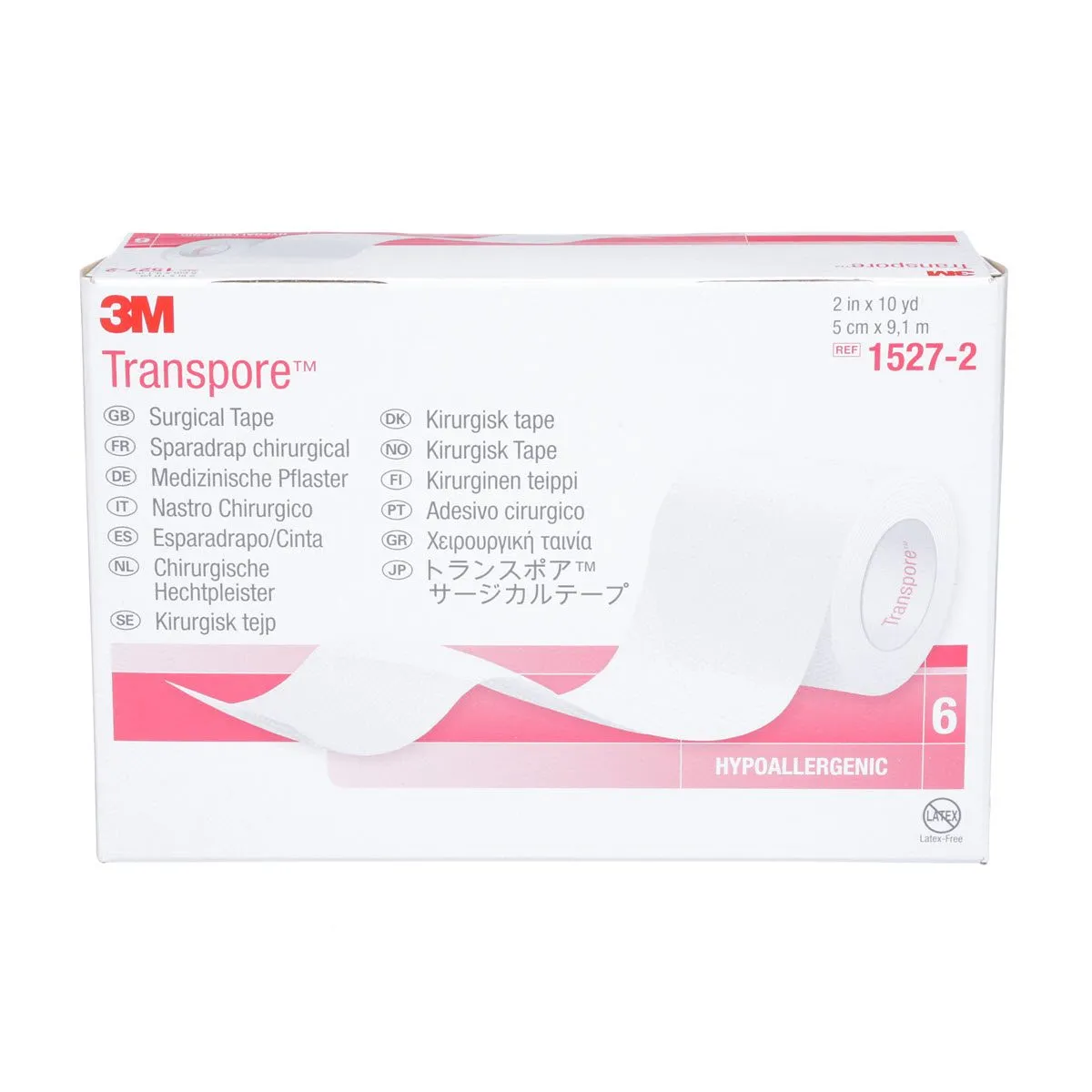 3M Transpore 1527-2 Medical Tape Water Resistant Plastic 2 Inch X 10 Yard Transparent NonSterile, Case of 60