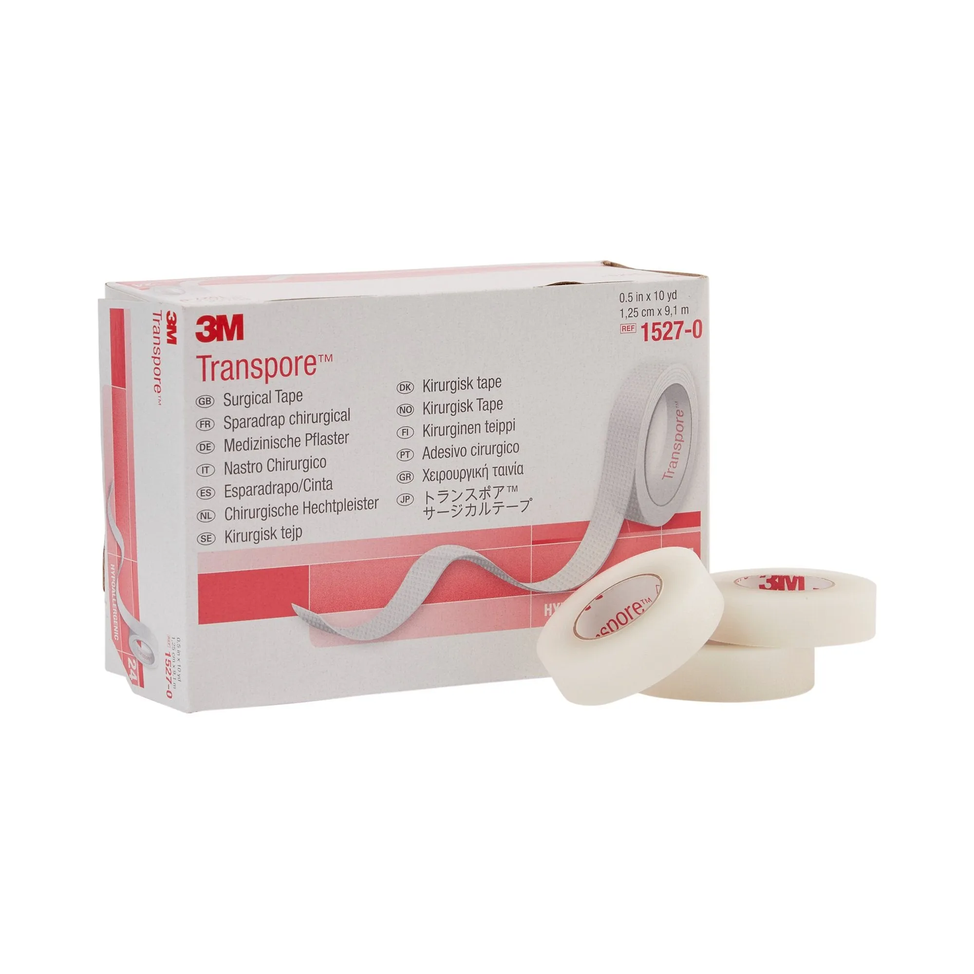 3M™ Transpore™ Plastic Medical Tape, 1/2 Inch x 10 Yard, Transparent, 1 Roll