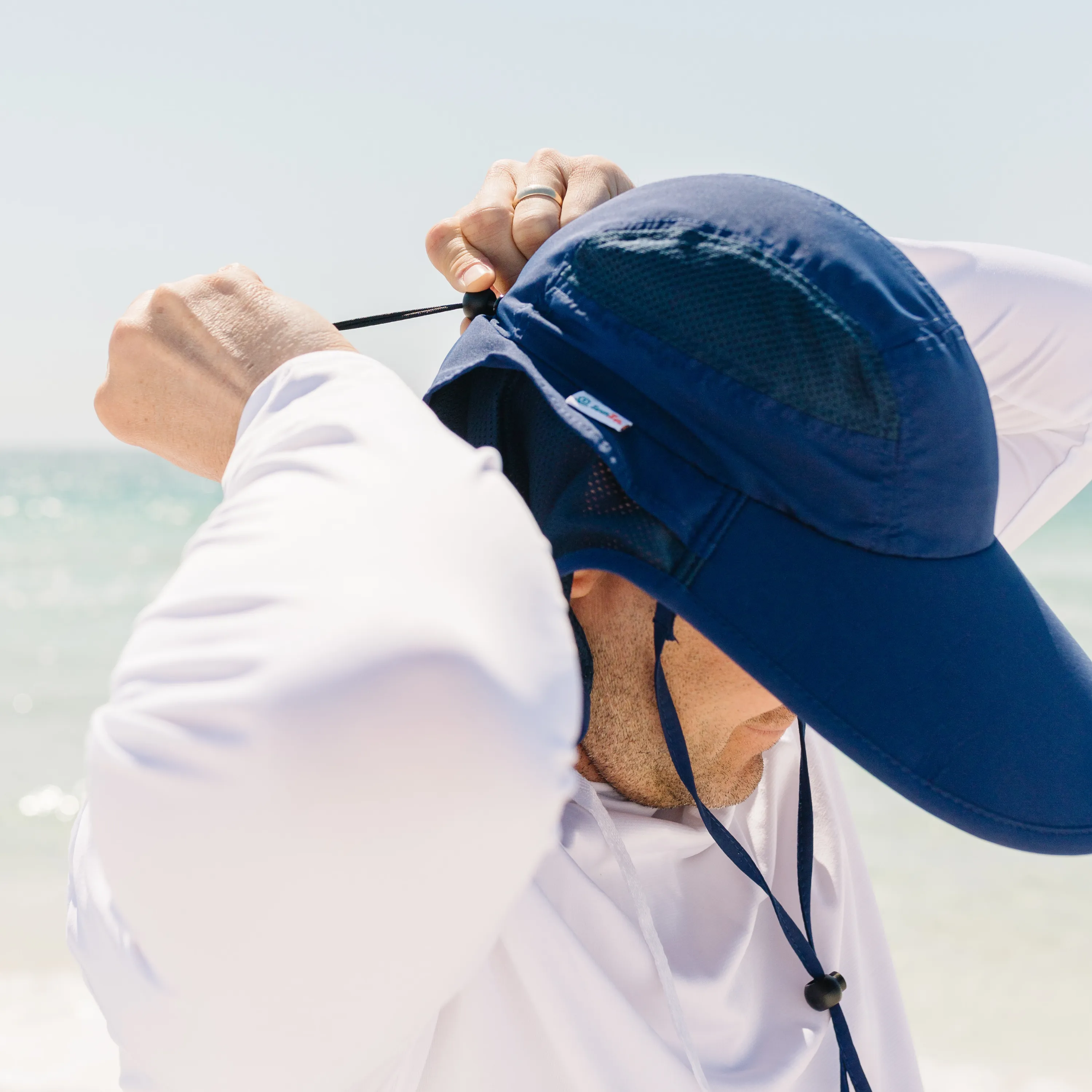 Adult Wide Brim   Flap Neck Sun Protective Adventure Hat | Navy