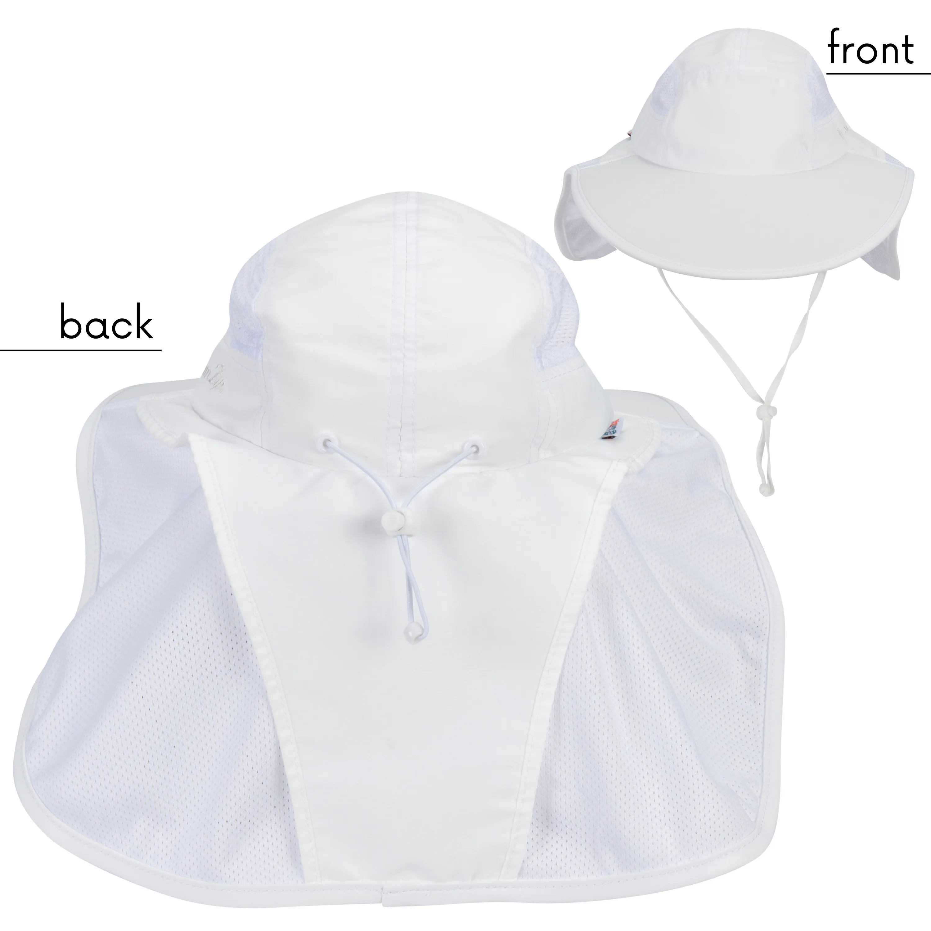 Adult Wide Brim   Flap Neck Sun Protective Adventure Hat | White