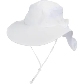 Adult Wide Brim   Flap Neck Sun Protective Adventure Hat | White