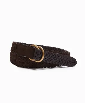 Anderson's Suede Braided D-Ring Belt in Dark Brown