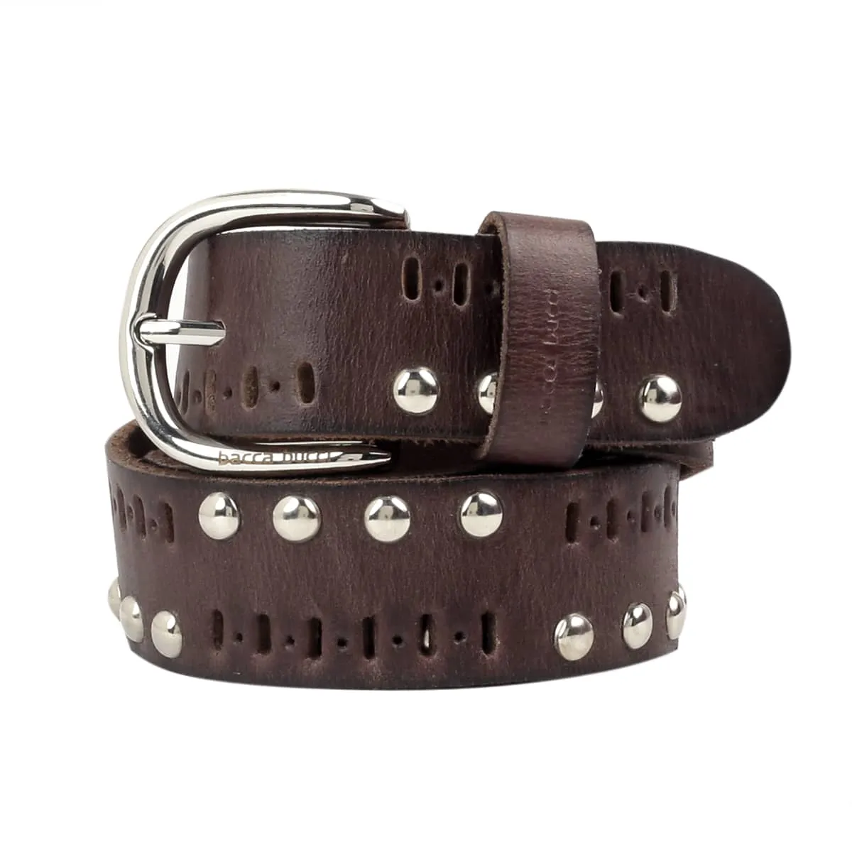 Bacca Bucci Men's Stylish Studded Casual Leather Rivets Belt with Nickle Free Buckle