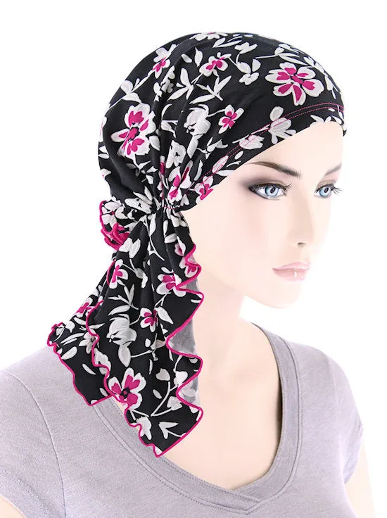 BELLA-833#The Bella Scarf Hot Pink Floral