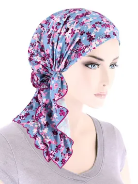 BELLA-864#The Bella Scarf Blue Pink Petite Floral