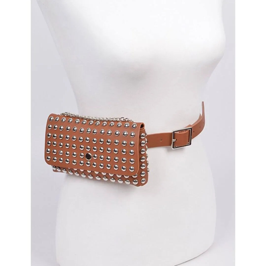 Big Studded Cross-Body Belt Bag (Two Colors)