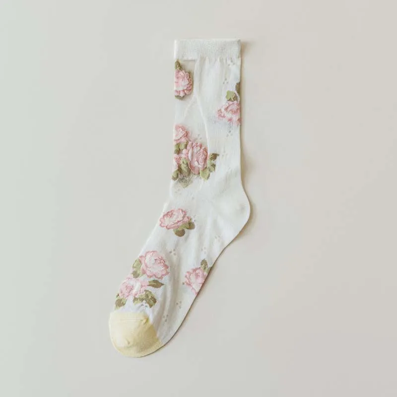 Breathable Floral Jacquard Socks