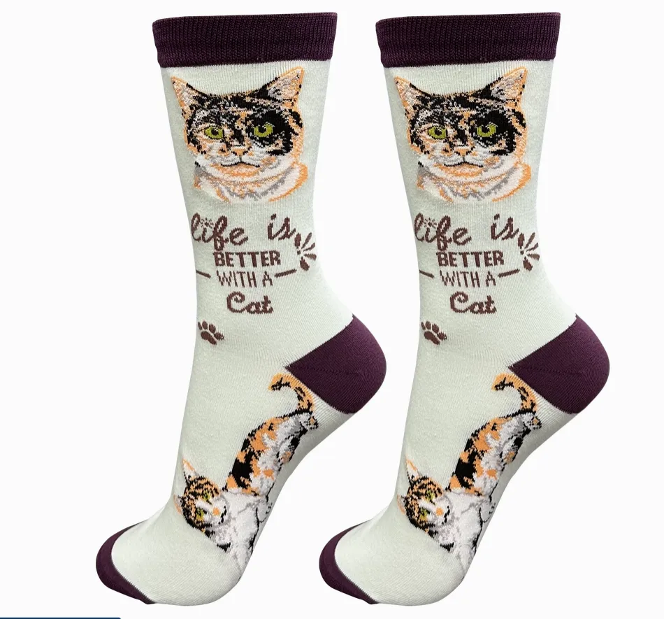 Calico Cat - Life is Better Socks