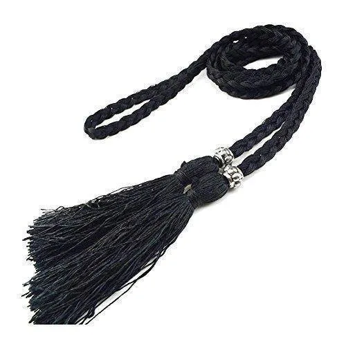 Casual Rope Belts for Women Thin Braided Tassels Cummerbund Lady All-Match Waistband Fashion Accessories 15 Colors