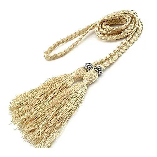 Casual Rope Belts for Women Thin Braided Tassels Cummerbund Lady All-Match Waistband Fashion Accessories 15 Colors