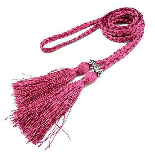 Casual Rope Belts for Women Thin Braided Tassels Cummerbund Lady All-Match Waistband Fashion Accessories 15 Colors