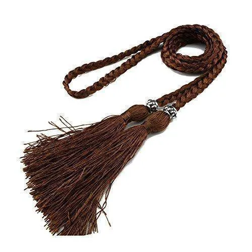 Casual Rope Belts for Women Thin Braided Tassels Cummerbund Lady All-Match Waistband Fashion Accessories 15 Colors