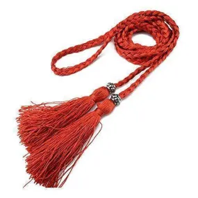 Casual Rope Belts for Women Thin Braided Tassels Cummerbund Lady All-Match Waistband Fashion Accessories 15 Colors