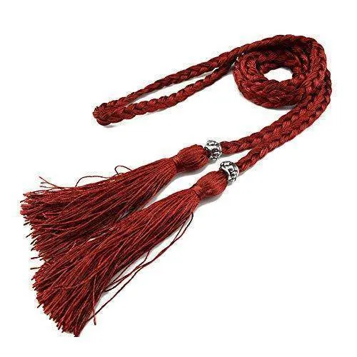 Casual Rope Belts for Women Thin Braided Tassels Cummerbund Lady All-Match Waistband Fashion Accessories 15 Colors