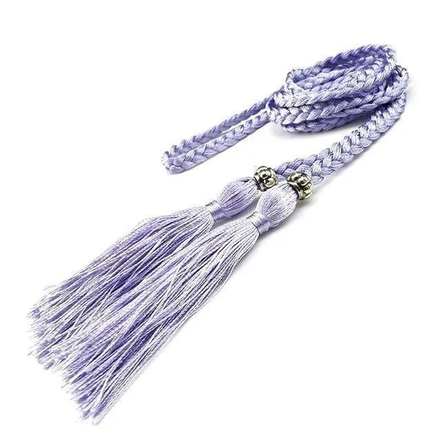 Casual Rope Belts for Women Thin Braided Tassels Cummerbund Lady All-Match Waistband Fashion Accessories 15 Colors