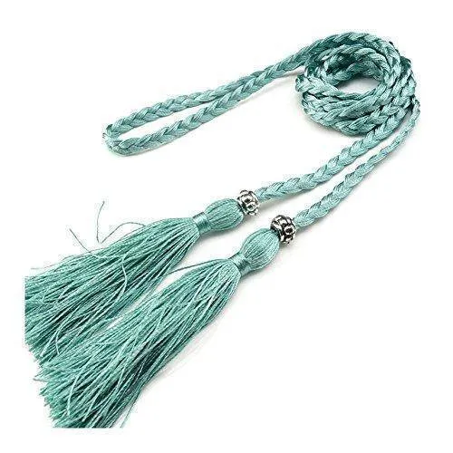 Casual Rope Belts for Women Thin Braided Tassels Cummerbund Lady All-Match Waistband Fashion Accessories 15 Colors