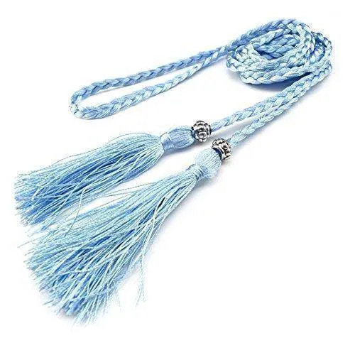 Casual Rope Belts for Women Thin Braided Tassels Cummerbund Lady All-Match Waistband Fashion Accessories 15 Colors