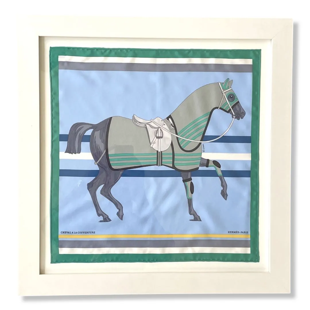 Cheval a la Couverture Framed Vintage Silk Scarf 20"