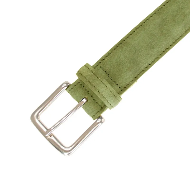 Colombia Washed Calfskin Leather Belt in Olive by T.B. Phelps