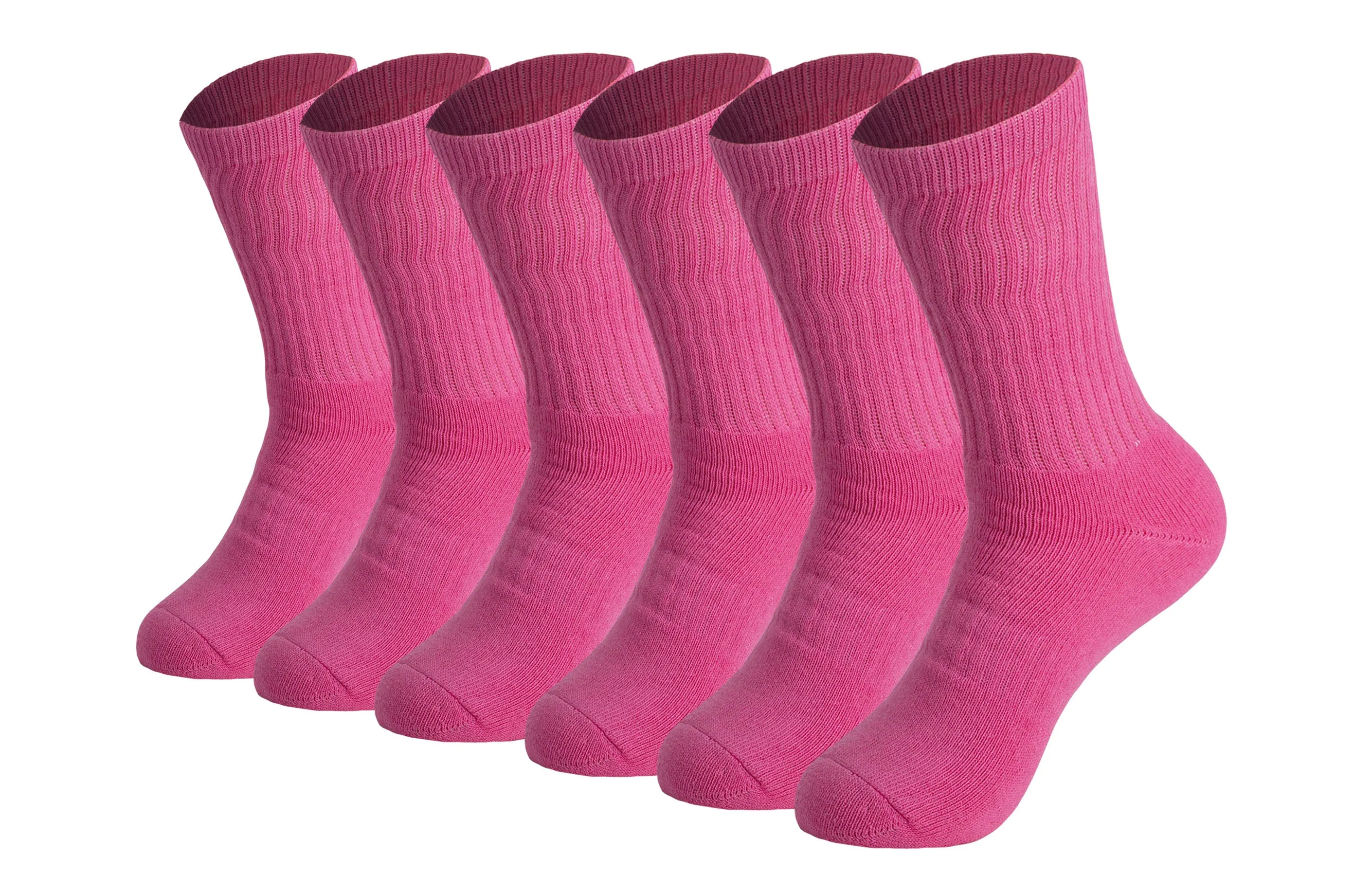 Cotton Crew Socks Cushioned Sole Breathable Athletic Sport Socks 6 Pairs