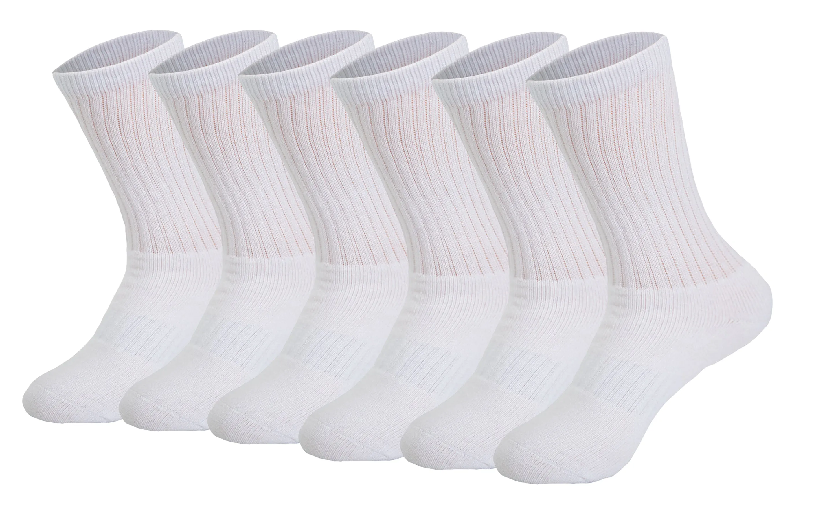 Cotton Crew Socks Cushioned Sole Breathable Athletic Sport Socks 6 Pairs