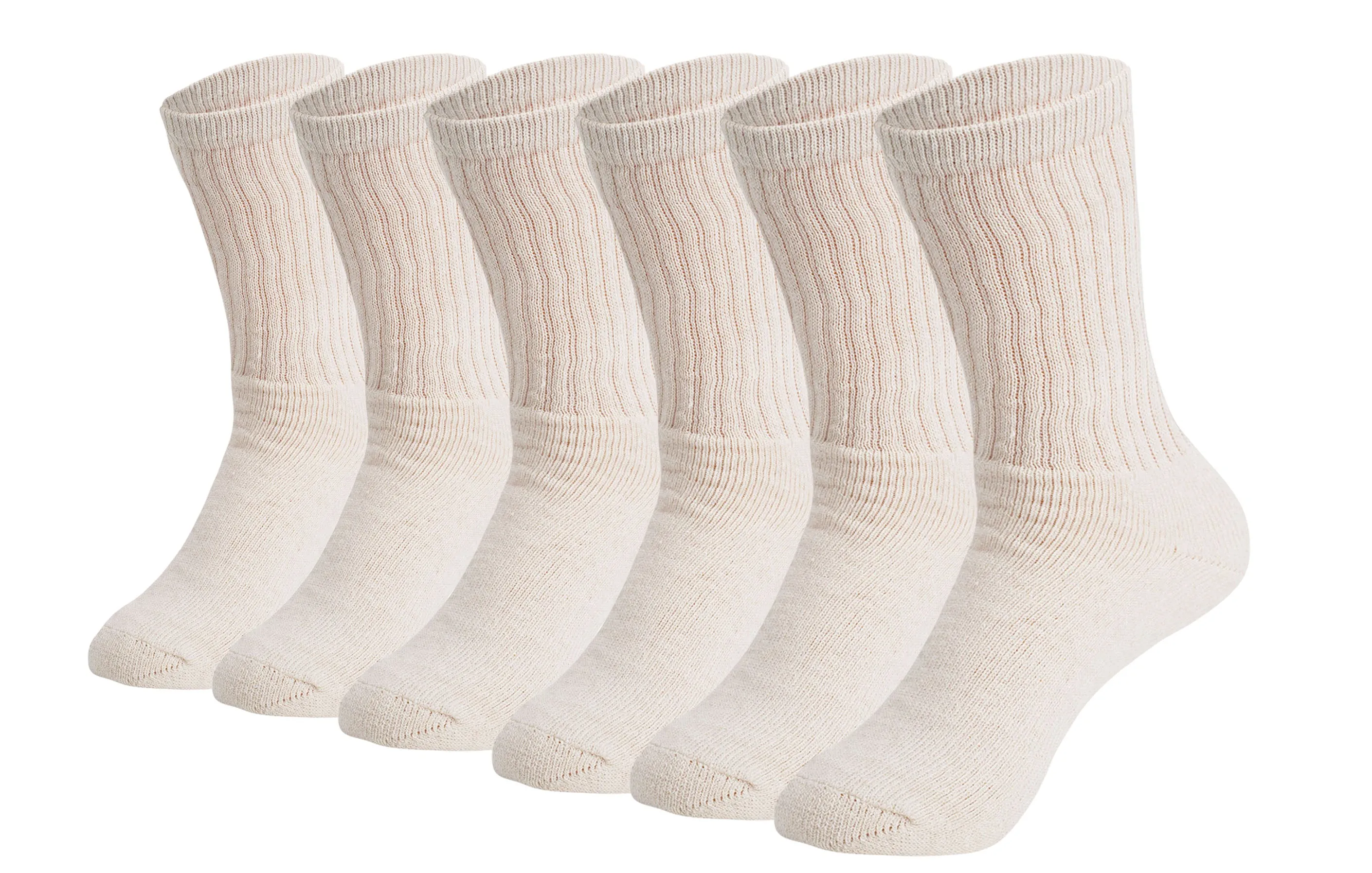 Cotton Crew Socks Cushioned Sole Breathable Athletic Sport Socks 6 Pairs