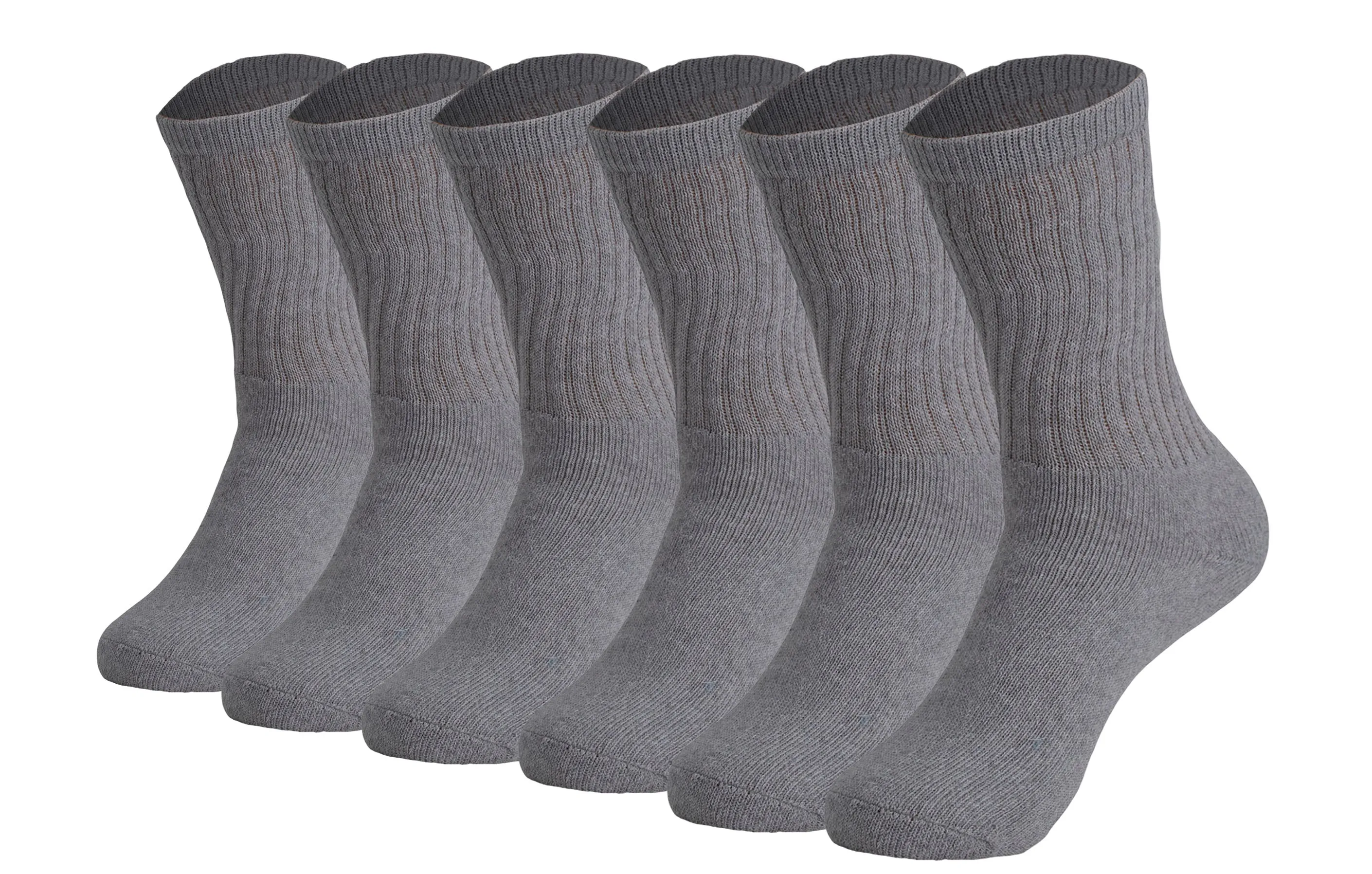 Cotton Crew Socks Cushioned Sole Breathable Athletic Sport Socks 6 Pairs