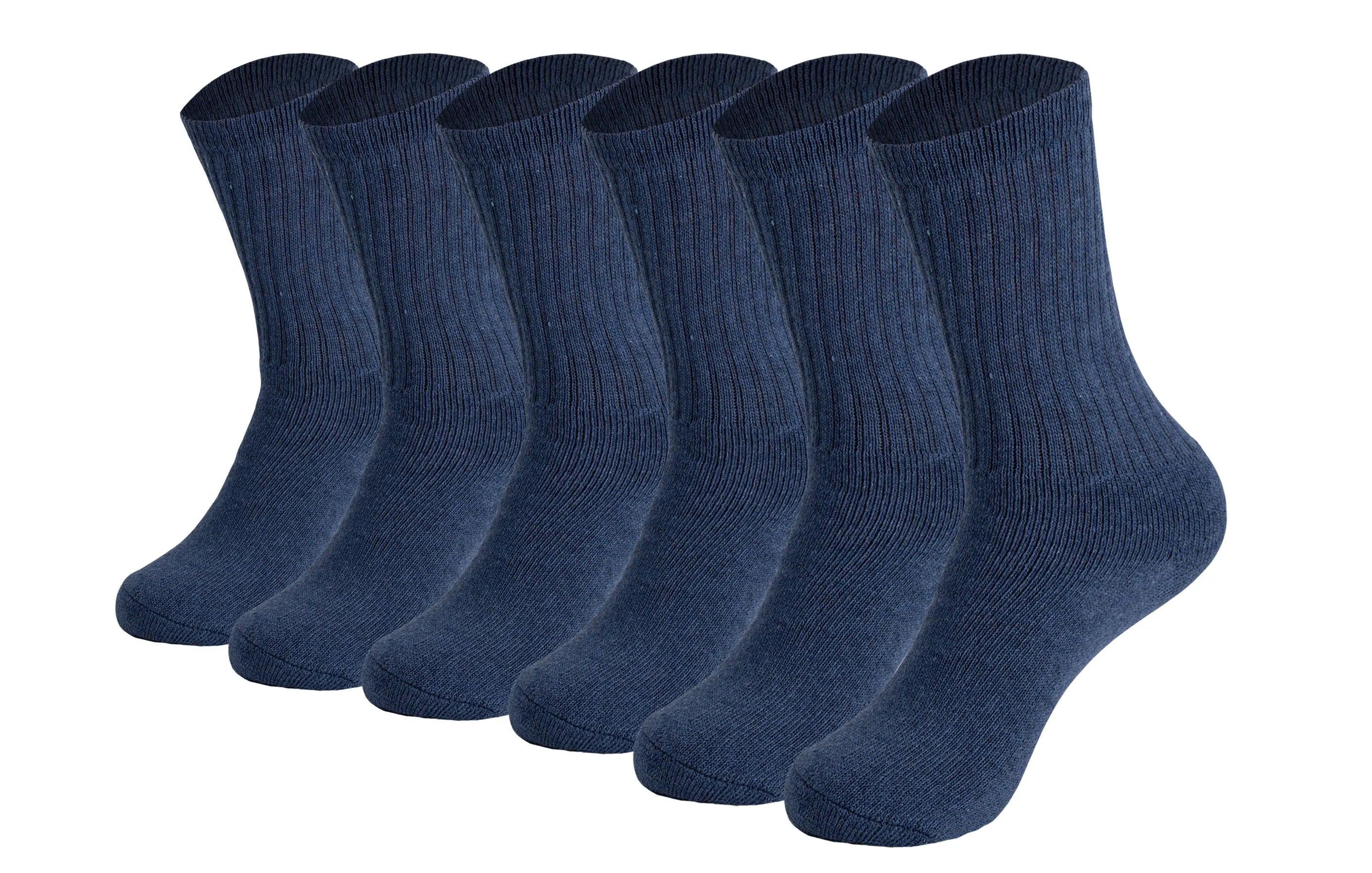 Cotton Crew Socks Cushioned Sole Breathable Athletic Sport Socks 6 Pairs