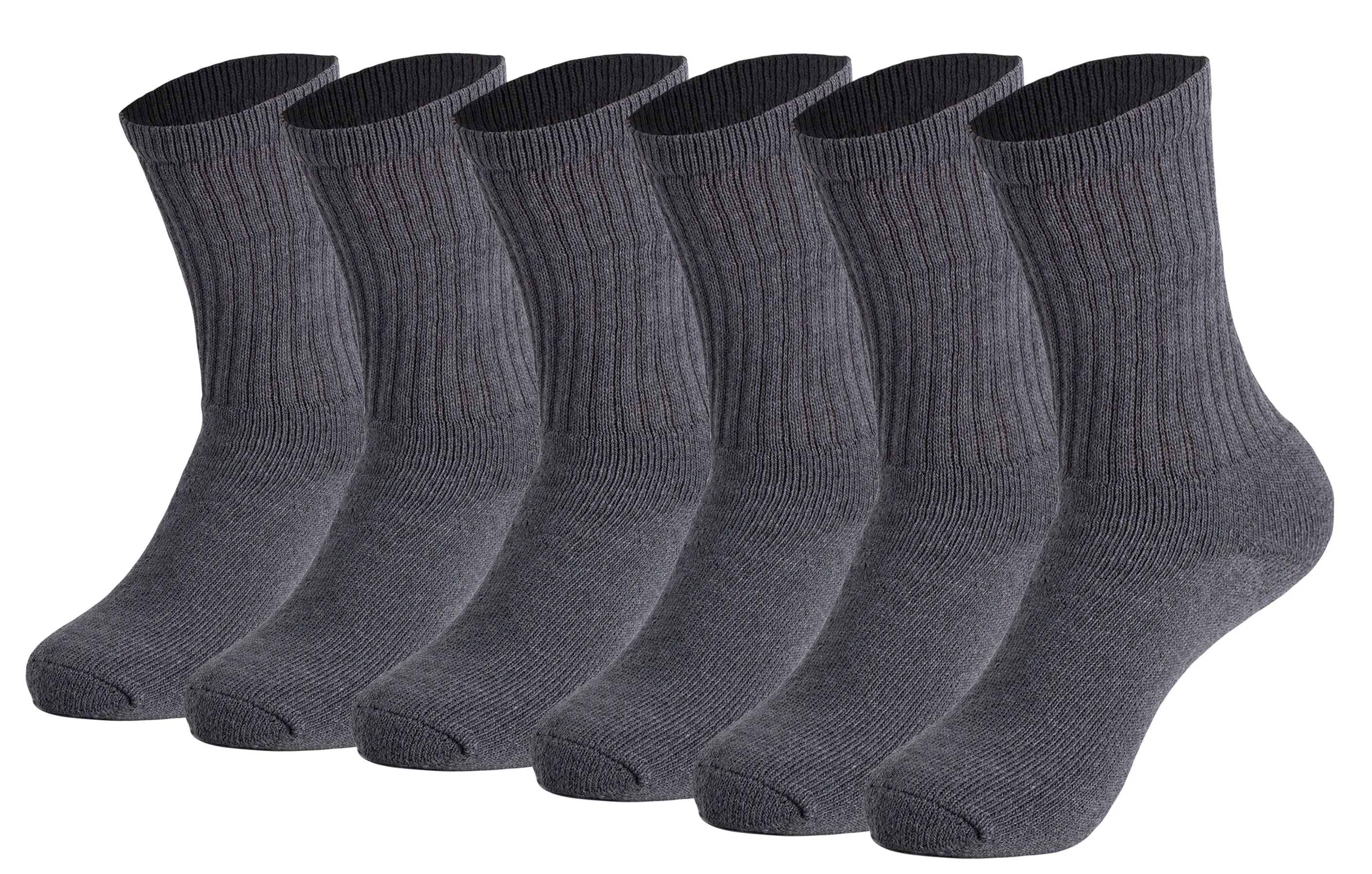 Cotton Crew Socks Cushioned Sole Breathable Athletic Sport Socks 6 Pairs