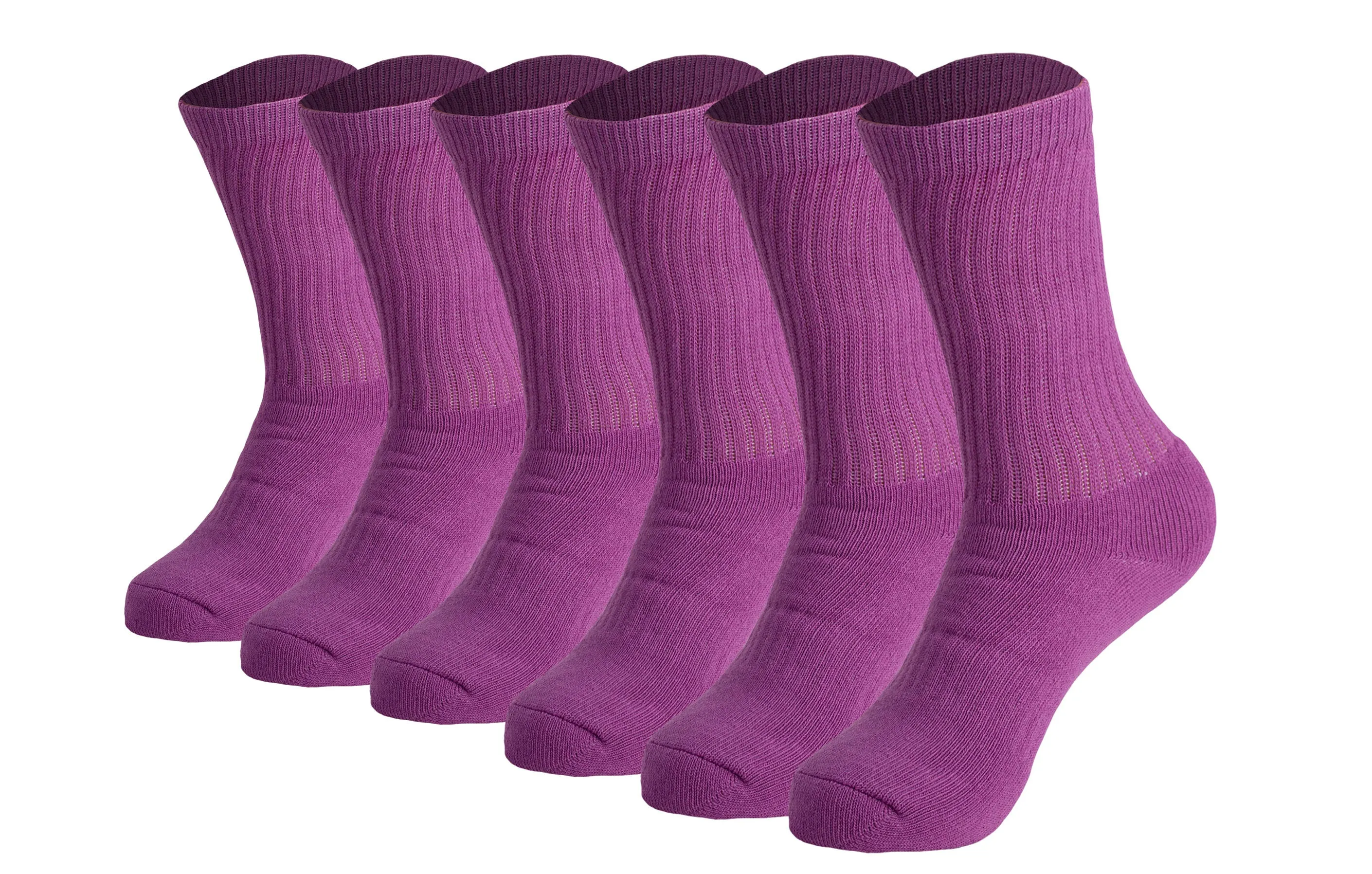 Cotton Crew Socks Cushioned Sole Breathable Athletic Sport Socks 6 Pairs