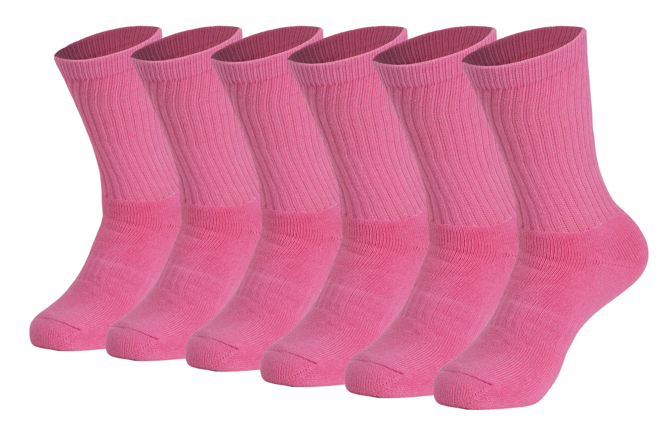 Cotton Crew Socks Cushioned Sole Breathable Athletic Sport Socks 6 Pairs