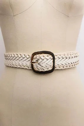 Crochet Trimmed Woven Leather Belt