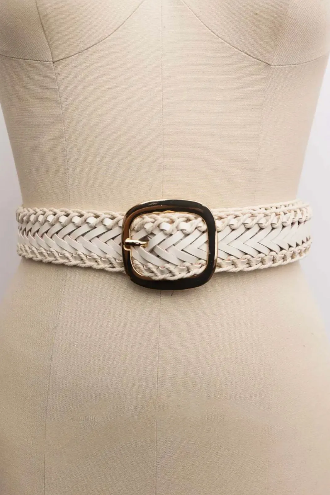 Crochet Trimmed Woven Leather Belt