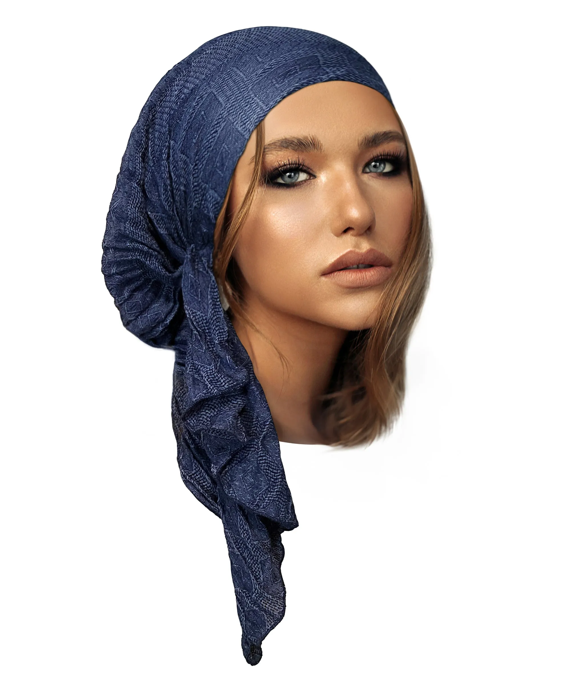 Denim blue headscarf soft cotton